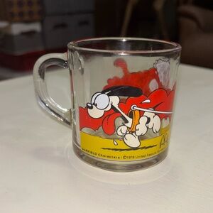 Vintage 1978 McDonalds Garfield Glass Mug w/ Odie & Skateboard Jim Davis